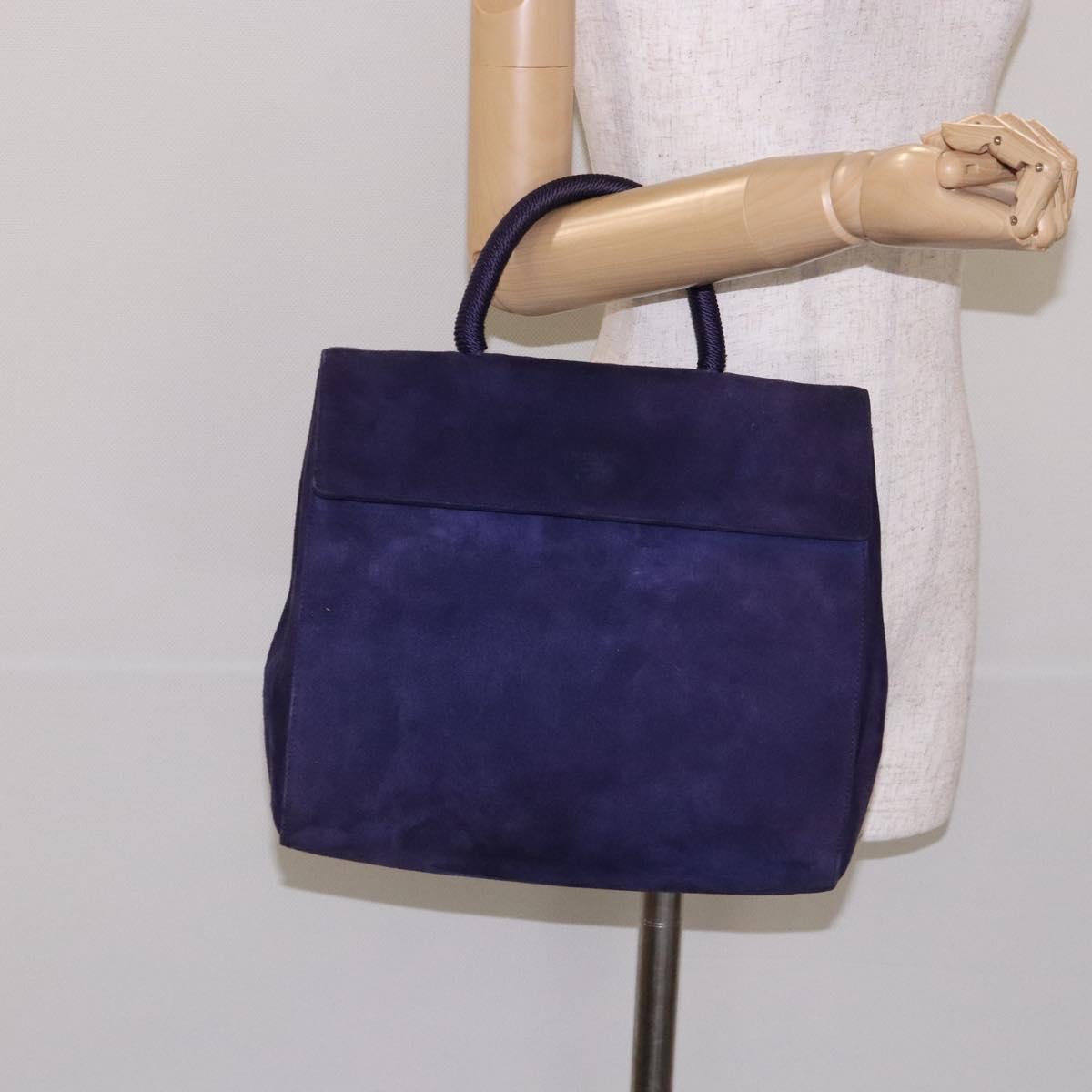 PRADA Hand Bag Suede Purple Gold Auth 132139