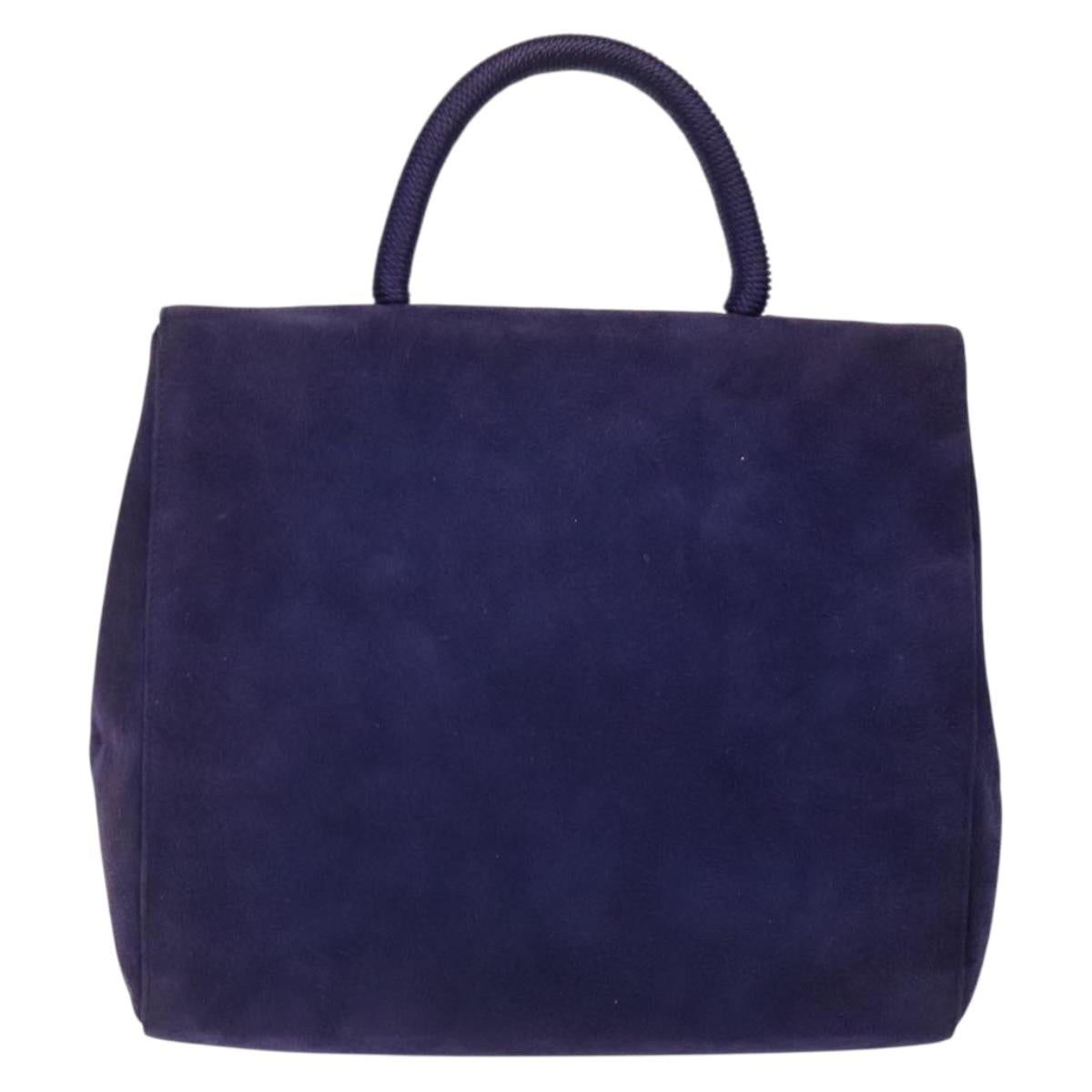 PRADA Hand Bag Suede Purple Gold Auth 132139