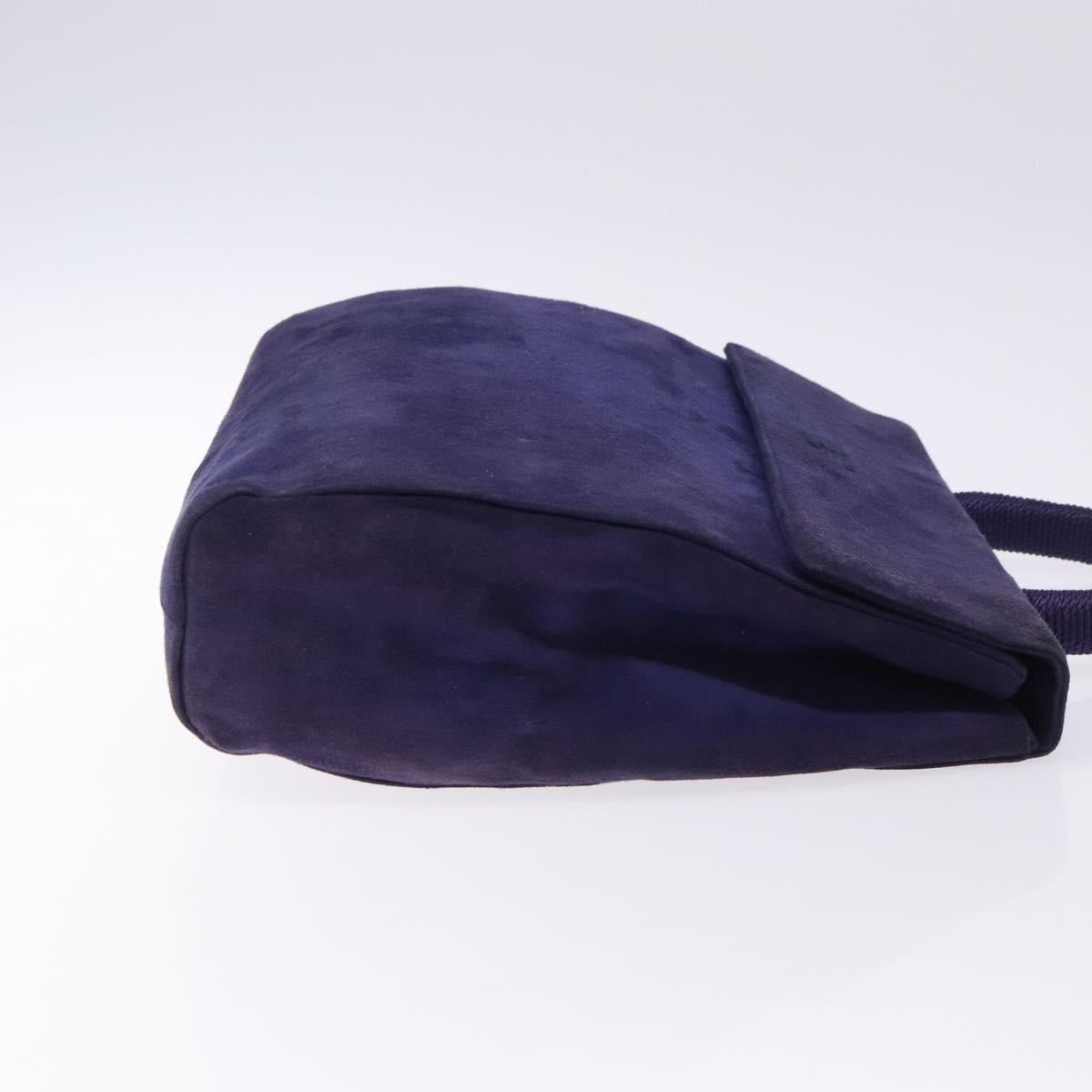 PRADA Hand Bag Suede Purple Gold Auth 132139