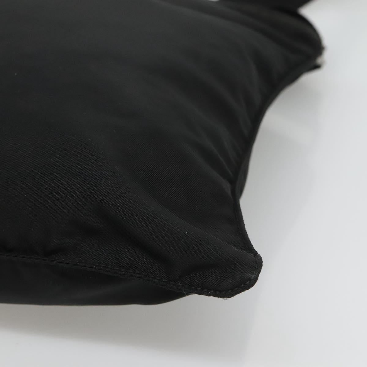 PRADA Shoulder Bag Nylon Black Silver Auth 132150