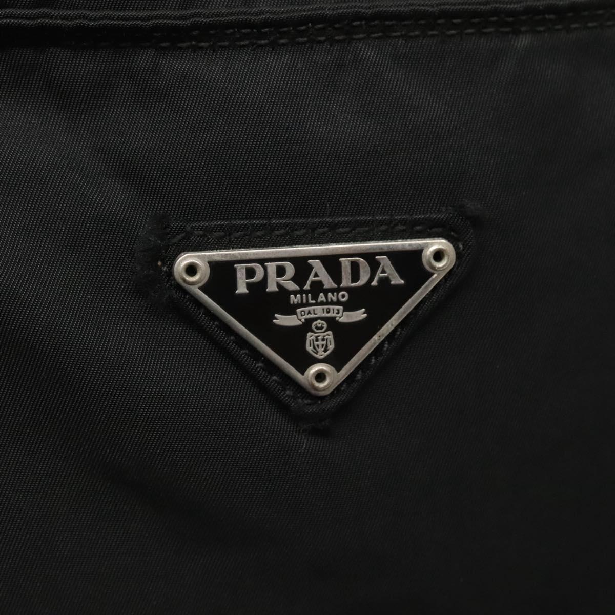 PRADA Shoulder Bag Nylon Black Silver Auth 132150