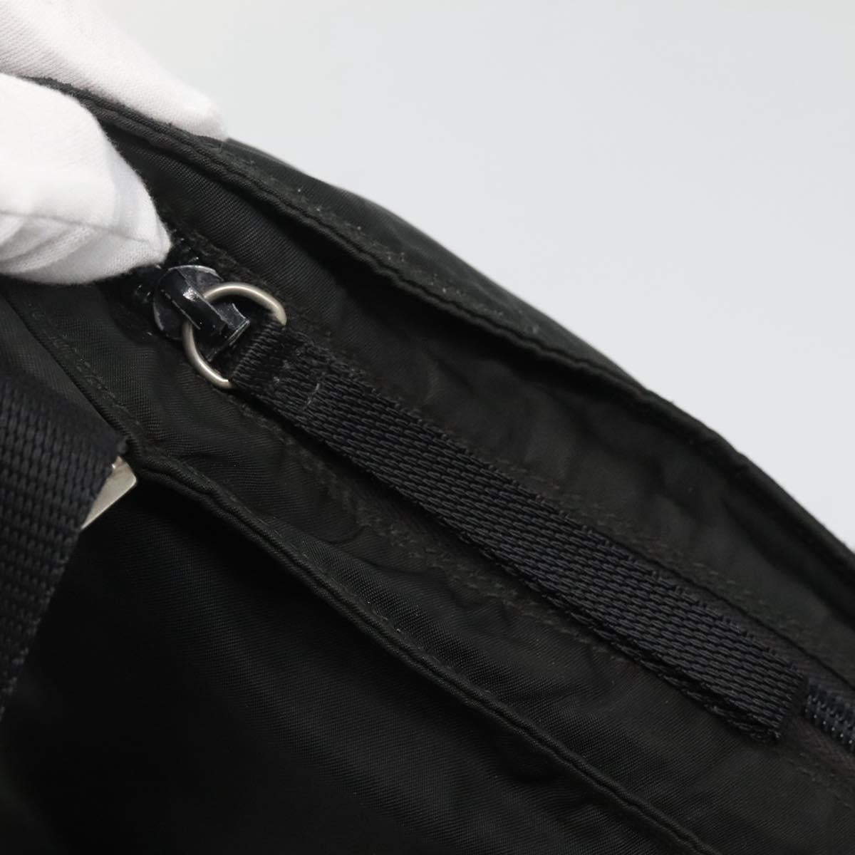 PRADA Shoulder Bag Nylon Black Silver Auth 132150
