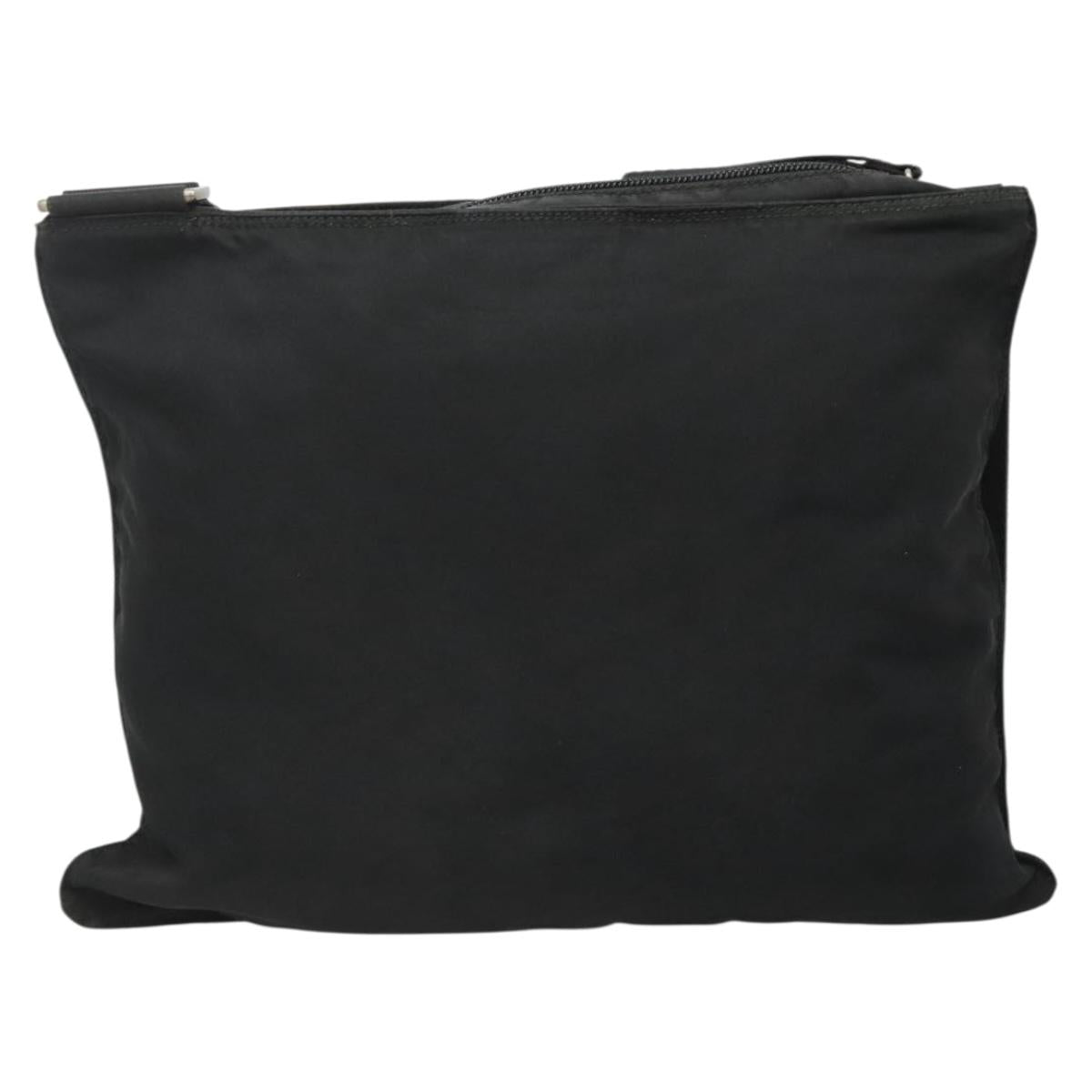 PRADA Shoulder Bag Nylon Black Silver Auth 132150