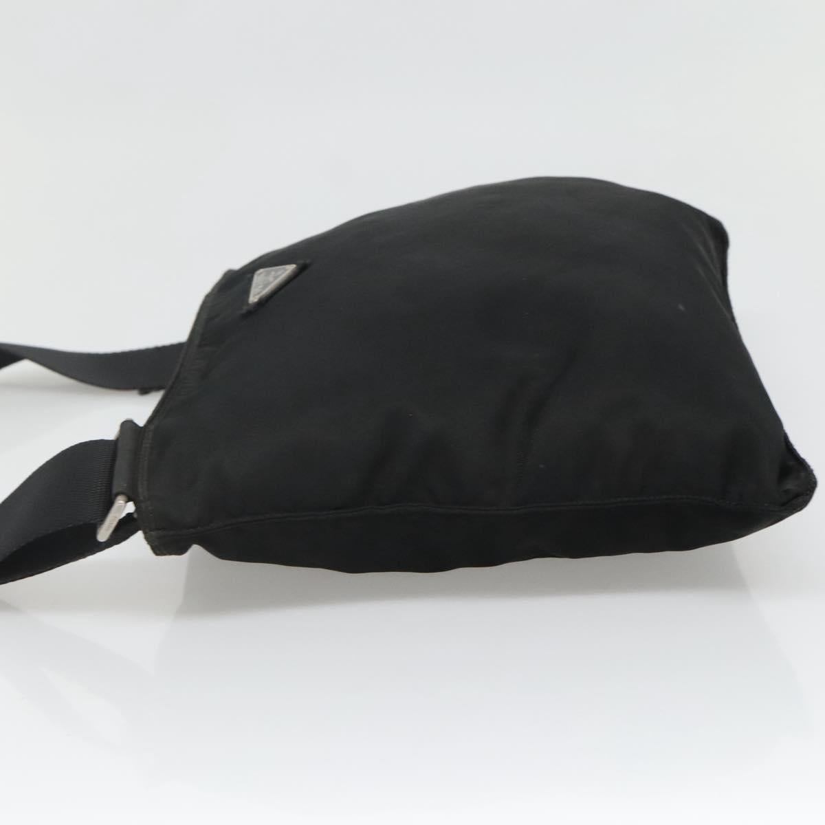 PRADA Shoulder Bag Nylon Black Silver Auth 132150