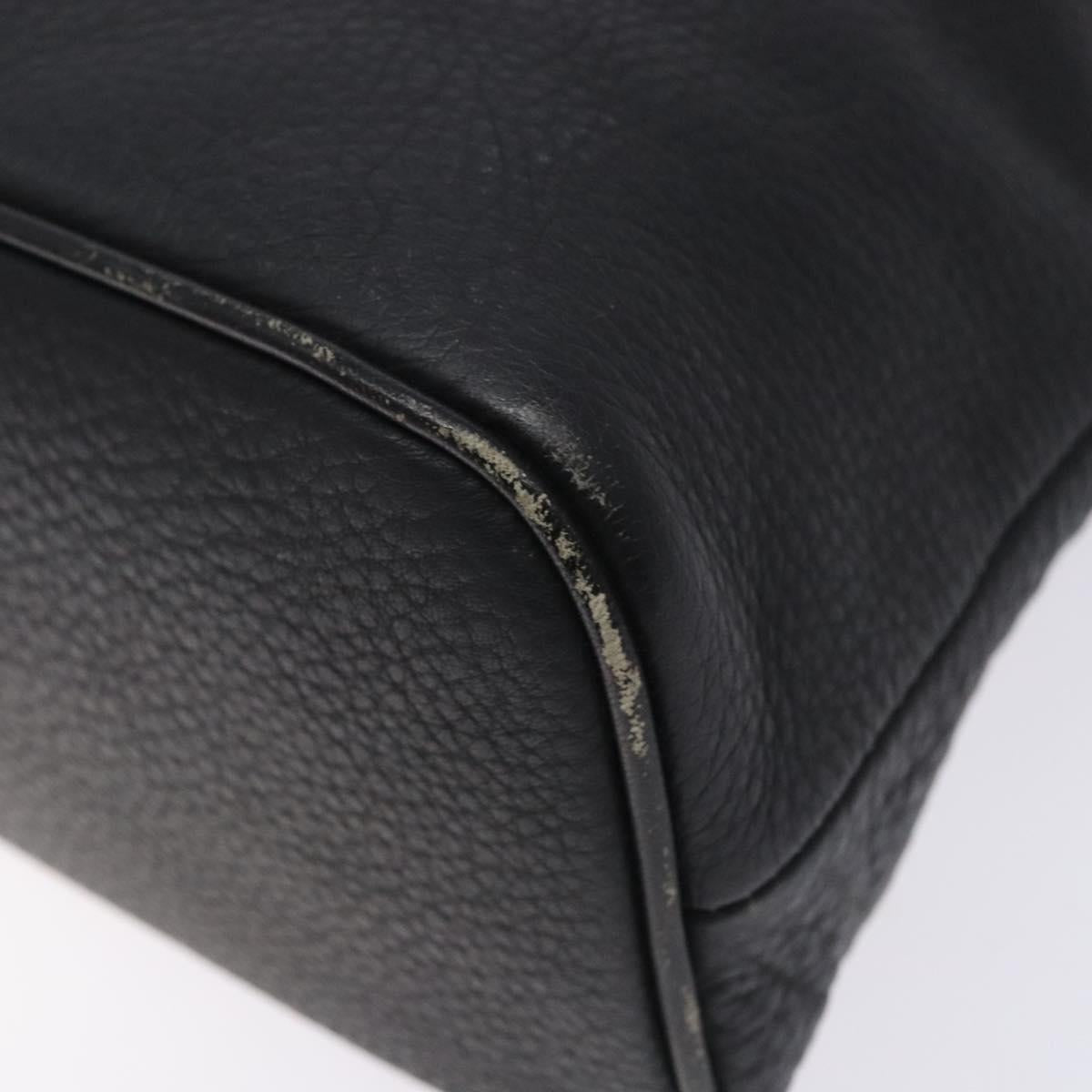 Burberrys Hand Bag Leather Black Gold Auth 132174