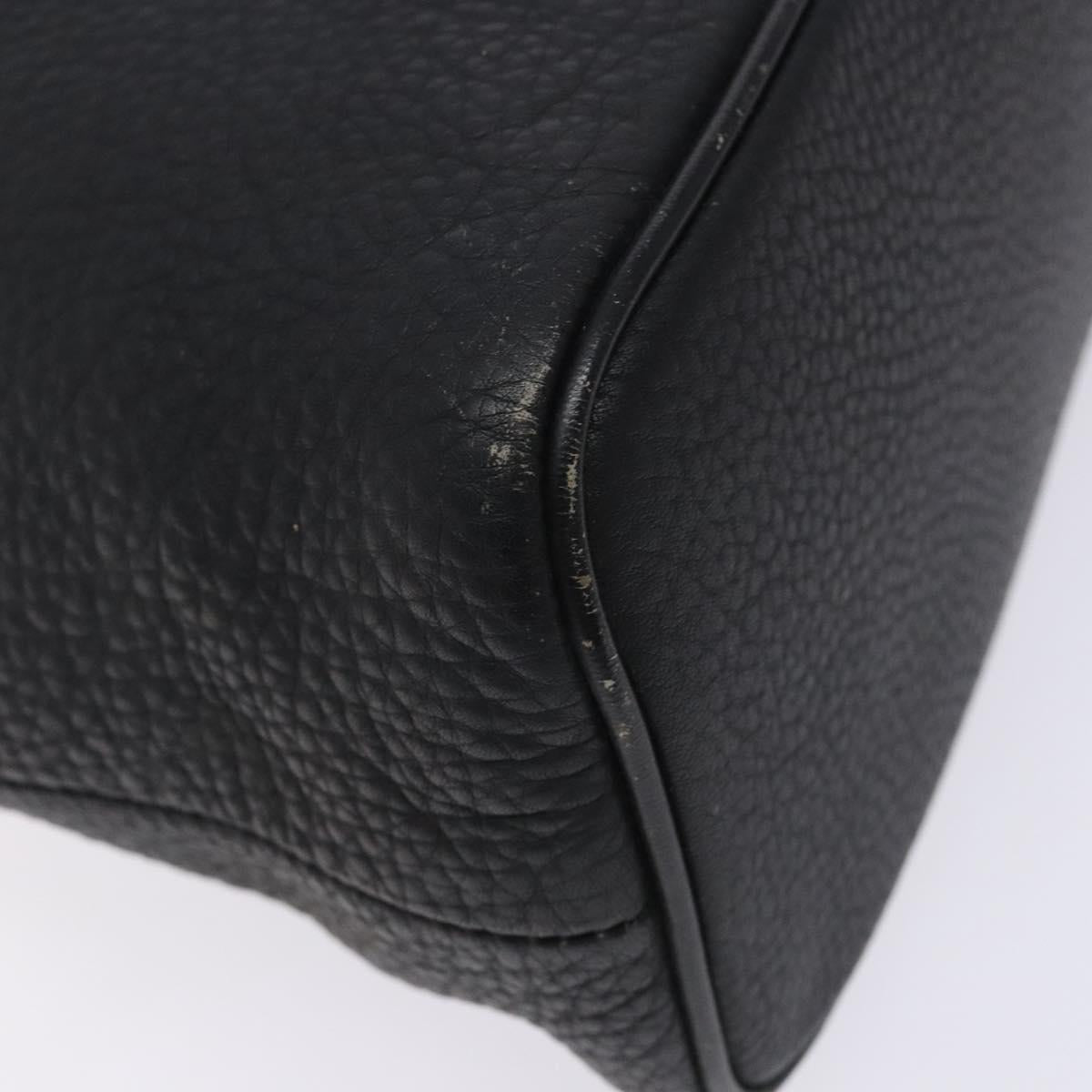 Burberrys Hand Bag Leather Black Gold Auth 132174