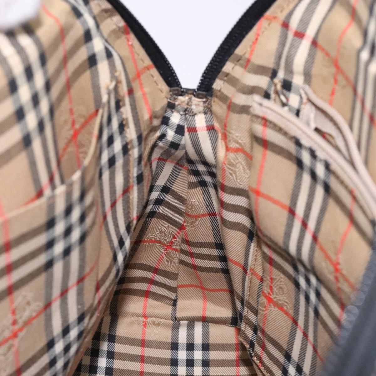 Burberrys Hand Bag Leather Black Gold Auth 132174