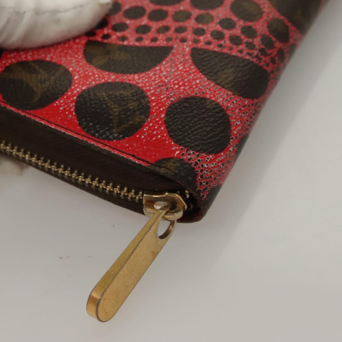 LOUIS VUITTON Monogram Yayoi Kusama Zippy Wallet Red M60450 LV Auth 132196