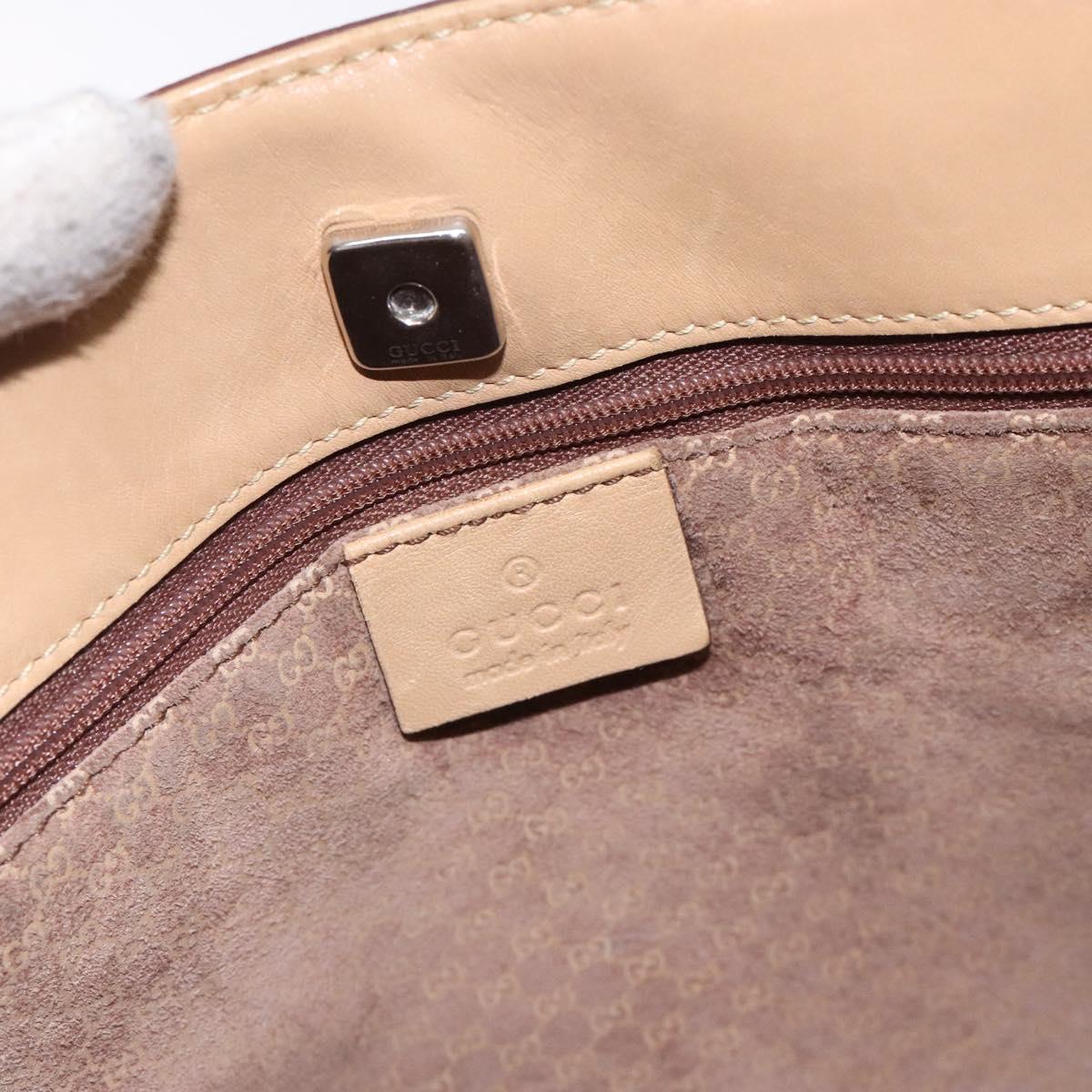 GUCCI Tote Bag Leather Beige Silver 002 1135 Auth 132207