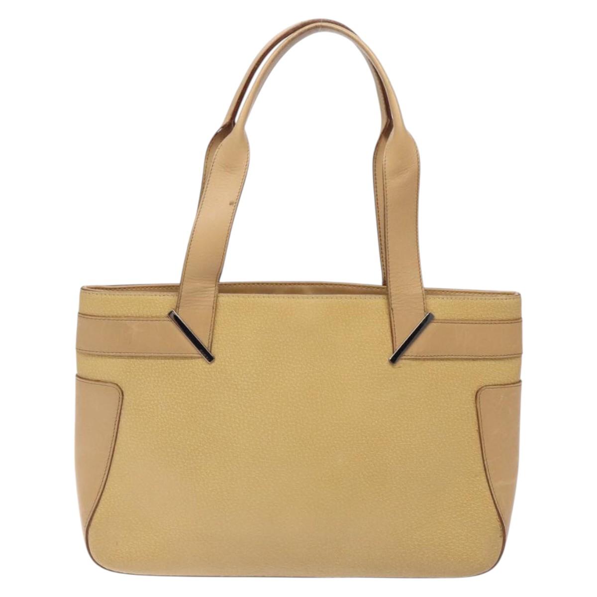 GUCCI Tote Bag Leather Beige Silver 002 1135 Auth 132207
