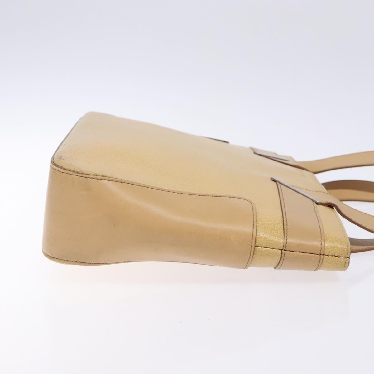GUCCI Tote Bag Leather Beige Silver 002 1135 Auth 132207