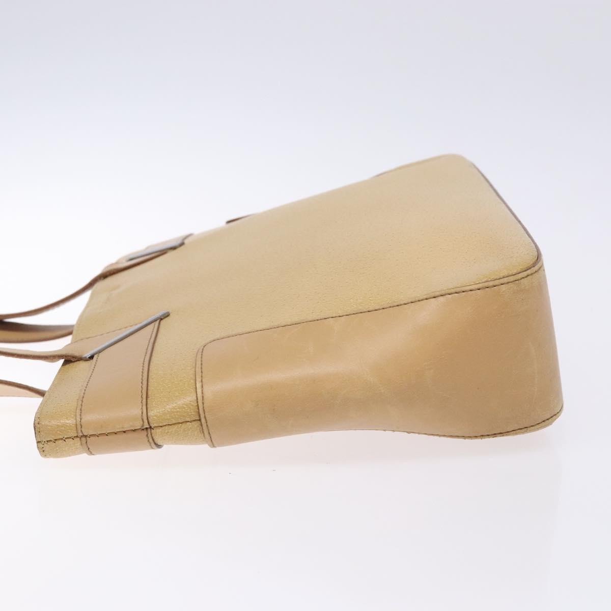 GUCCI Tote Bag Leather Beige Silver 002 1135 Auth 132207