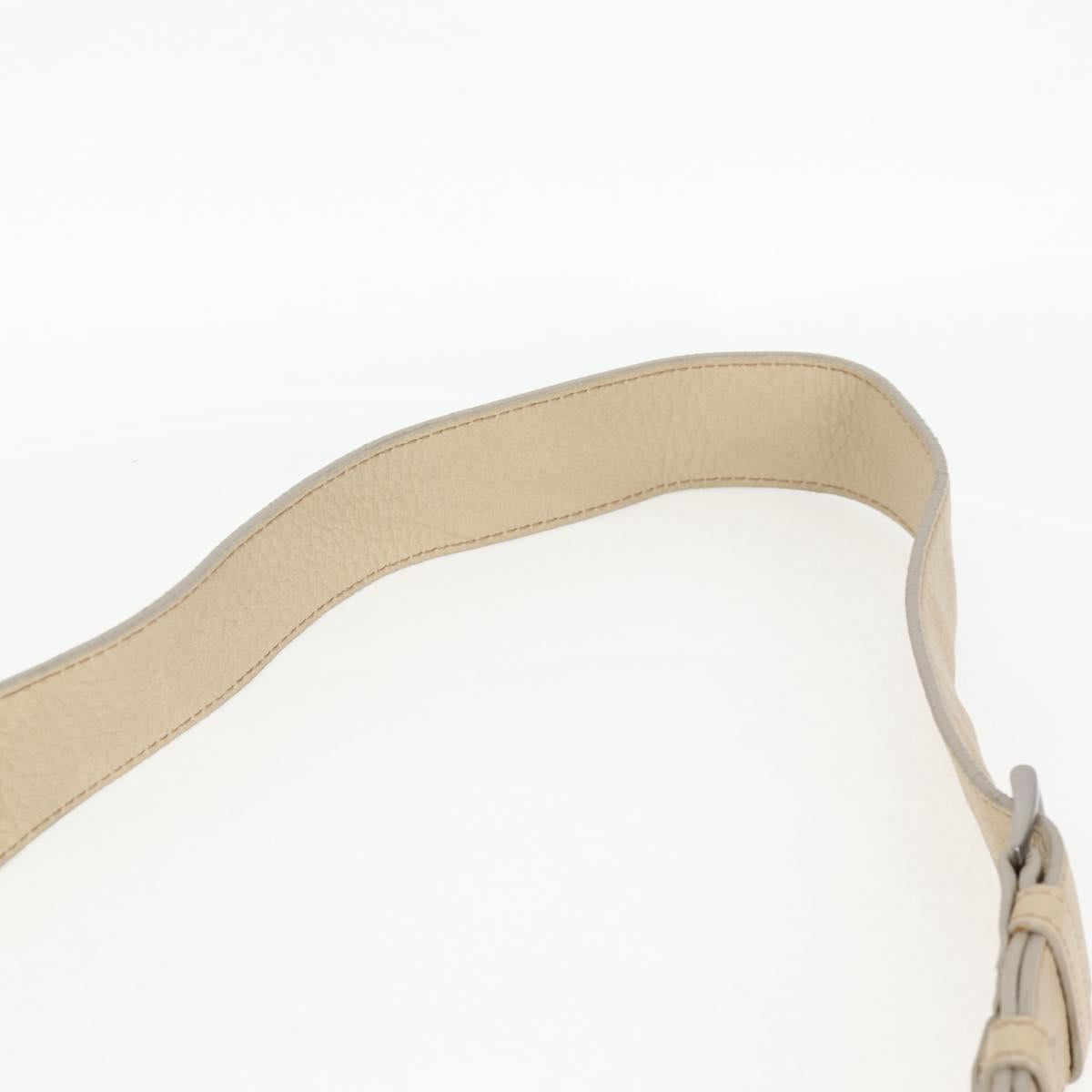 PRADA Hand Bag Leather 2way Beige Silver Auth 132222