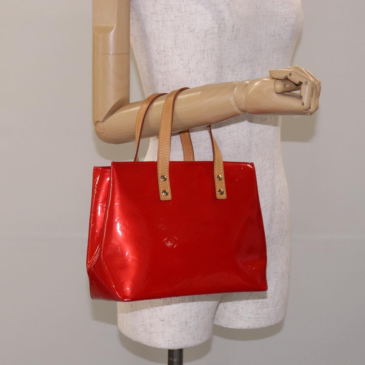 LOUIS VUITTON Monogram Vernis Reade PM Hand Bag Red Rouge M91088 LV Auth 132250