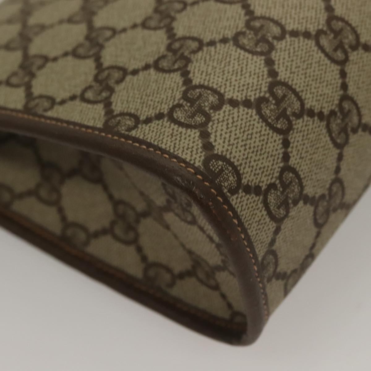 GUCCI GG Supreme Web Sherry Line Clutch Bag PVC Beige Red Green Auth 132258