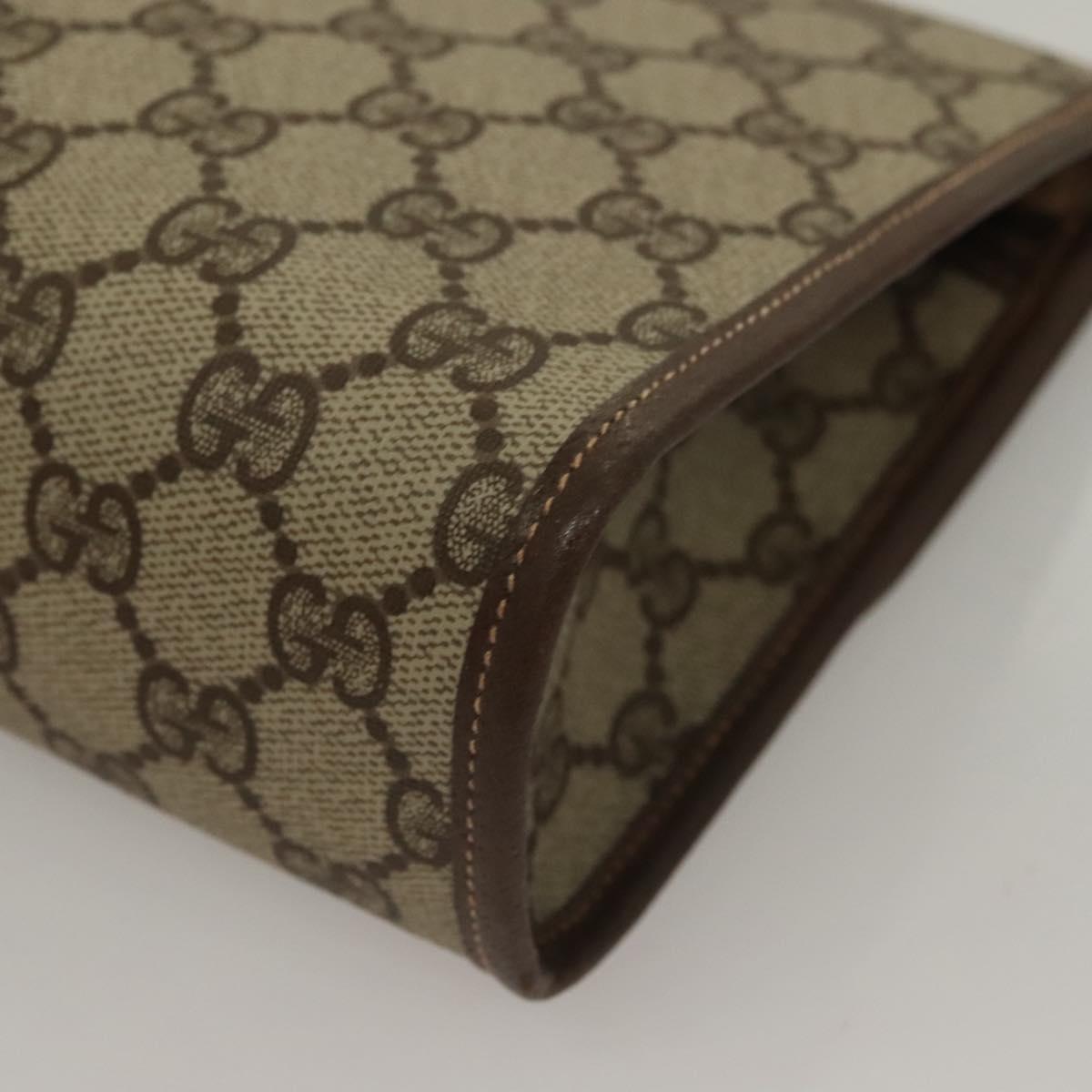 GUCCI GG Supreme Web Sherry Line Clutch Bag PVC Beige Red Green Auth 132258