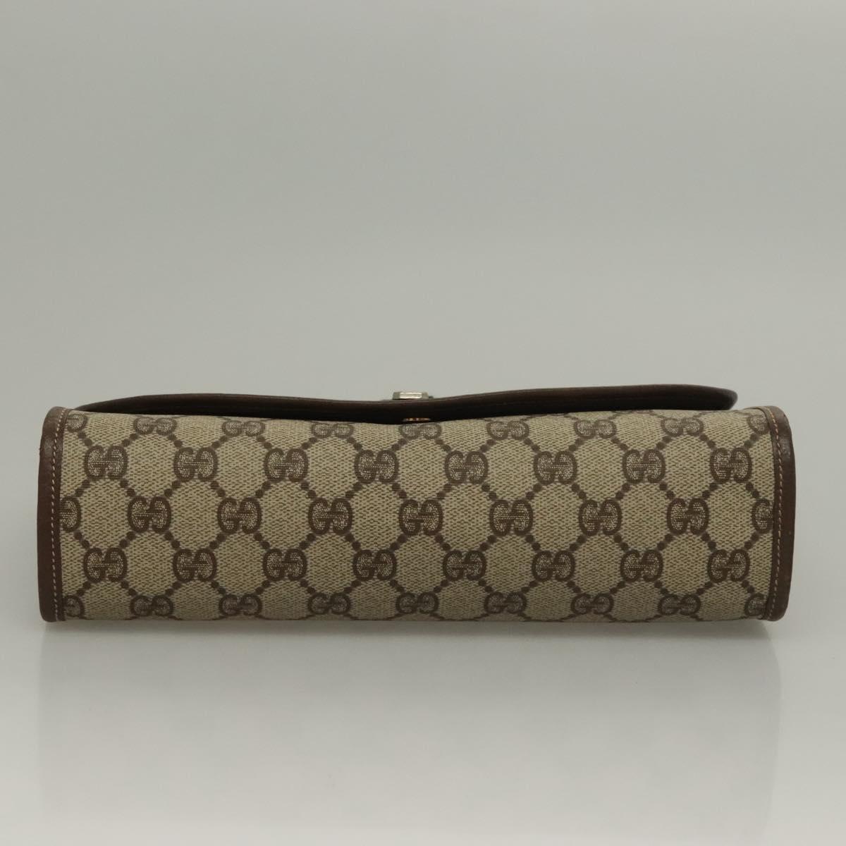 GUCCI GG Supreme Web Sherry Line Clutch Bag PVC Beige Red Green Auth 132258