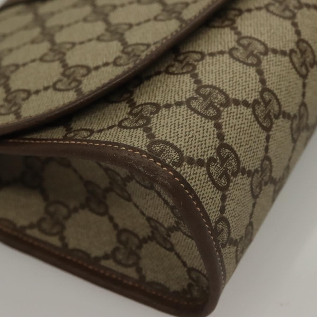 GUCCI GG Supreme Web Sherry Line Clutch Bag PVC Beige Red Green Auth 132258