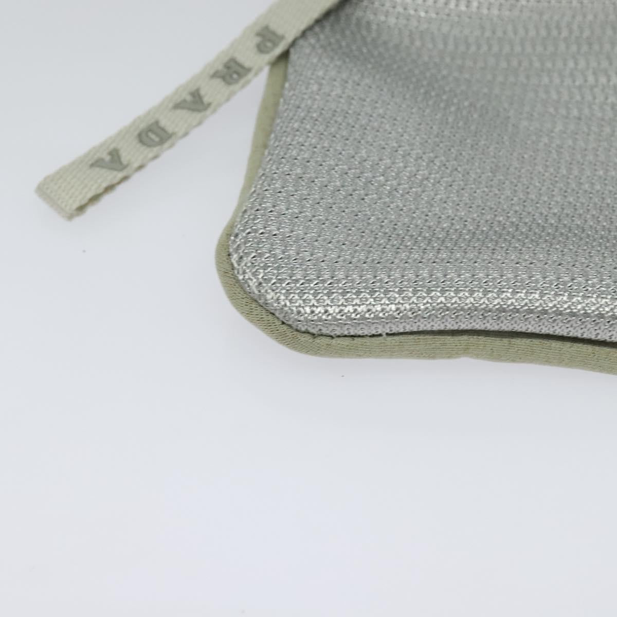 PRADA Sports Shoulder Bag Cotton Silver Auth 132275