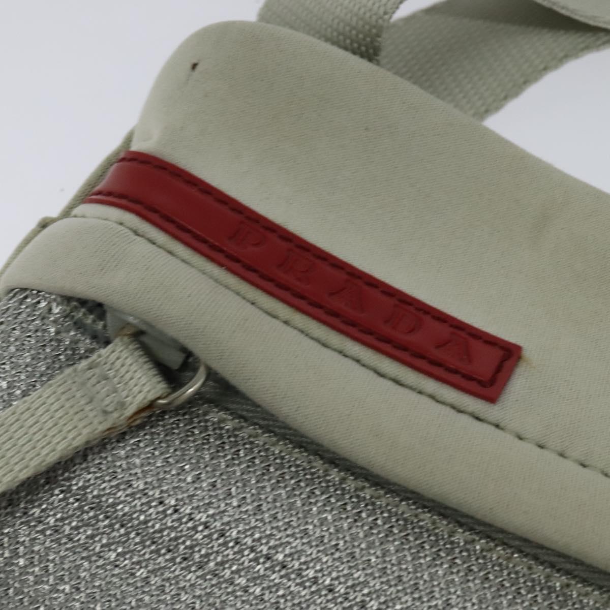 PRADA Sports Shoulder Bag Cotton Silver Auth 132275