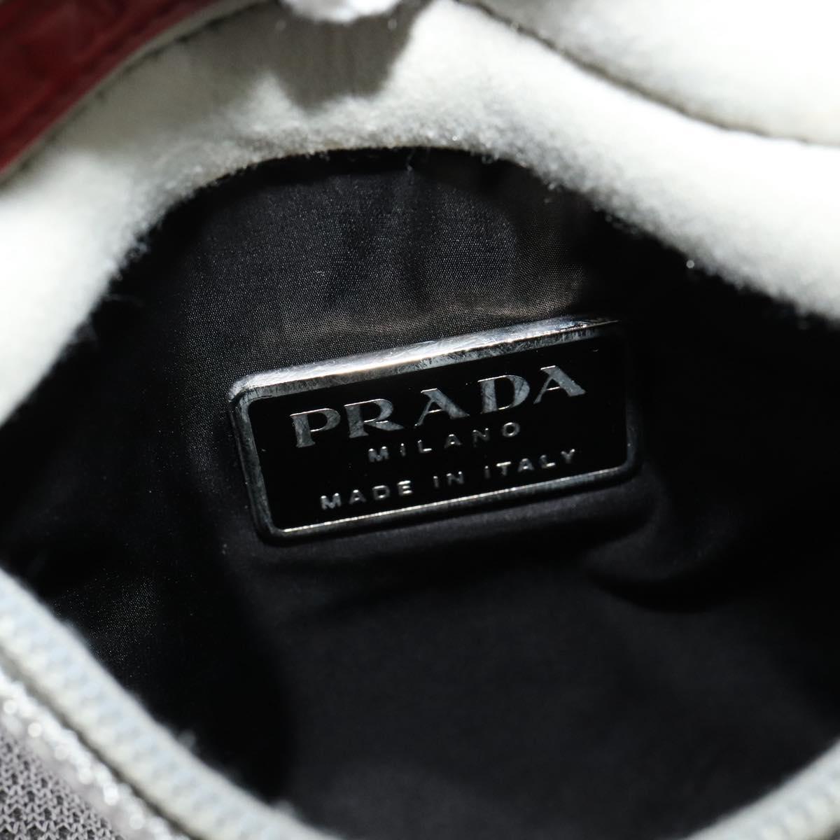 PRADA Sports Shoulder Bag Cotton Silver Auth 132275
