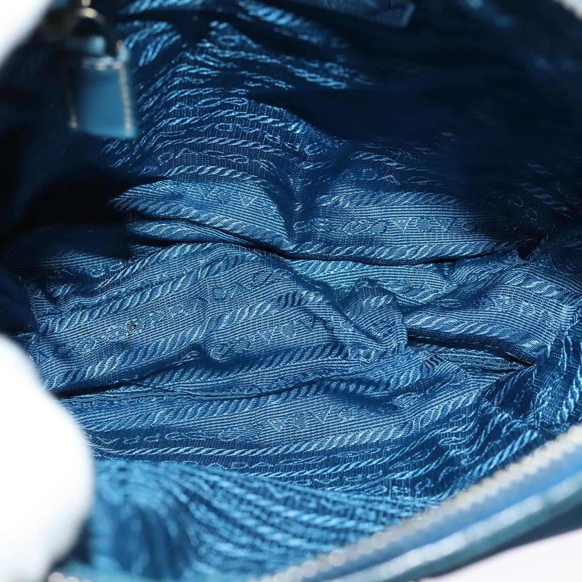 PRADA Shoulder Bag Nylon Blue Silver Auth 132289