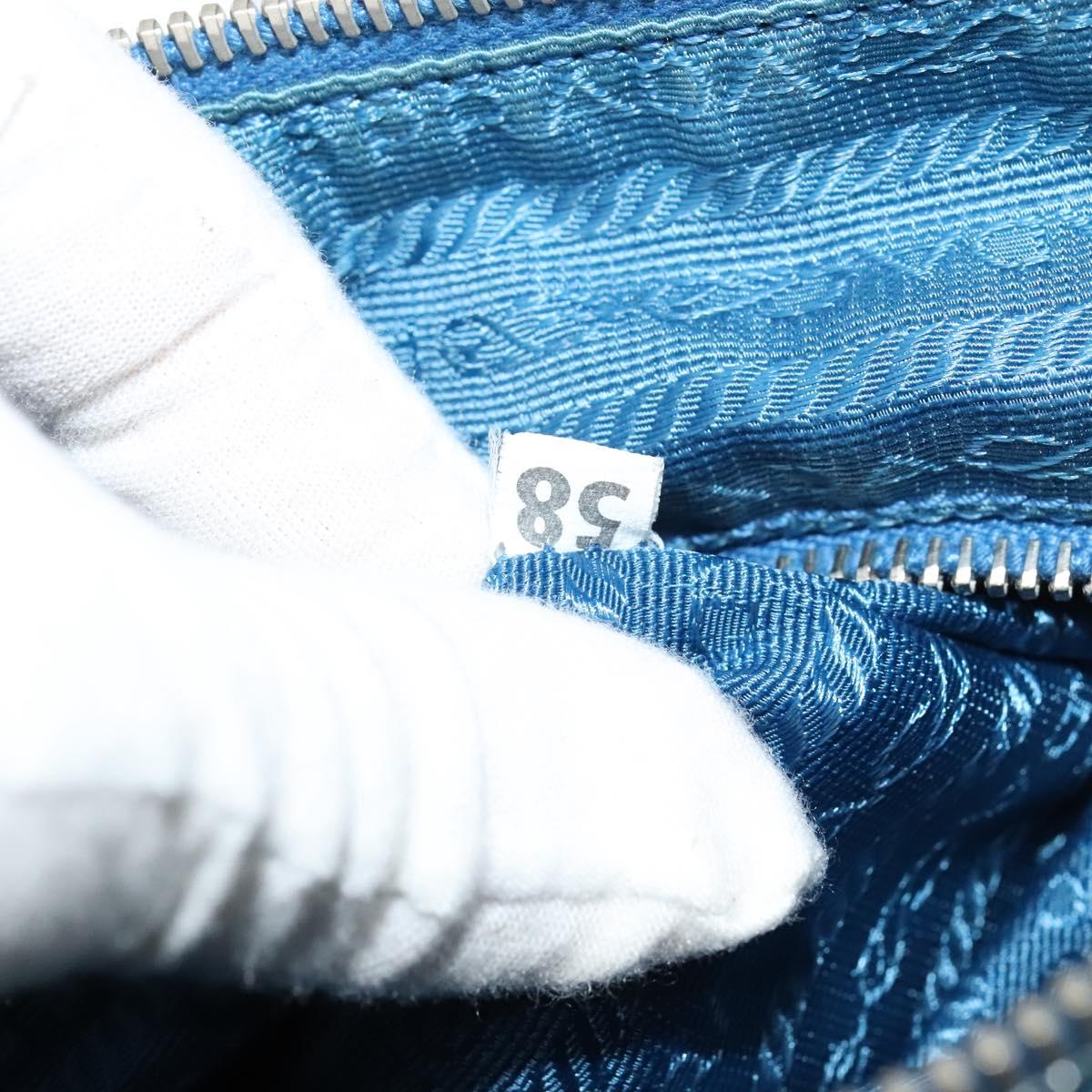 PRADA Shoulder Bag Nylon Blue Silver Auth 132289