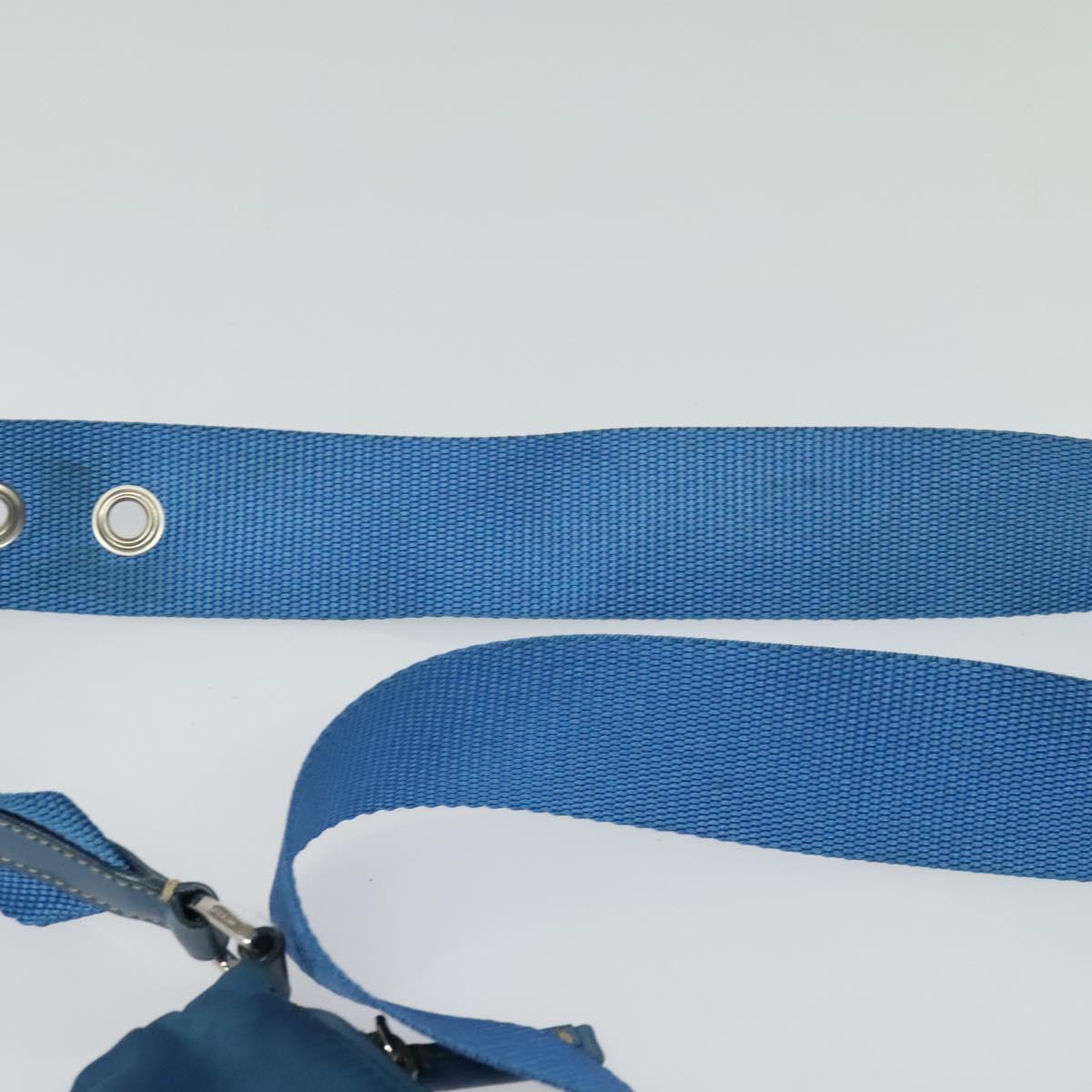 PRADA Shoulder Bag Nylon Blue Silver Auth 132289
