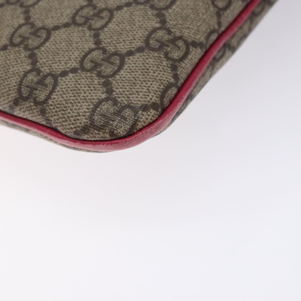 GUCCI GG Supreme Hand Bag PVC Beige Silver 117551 Auth 132297