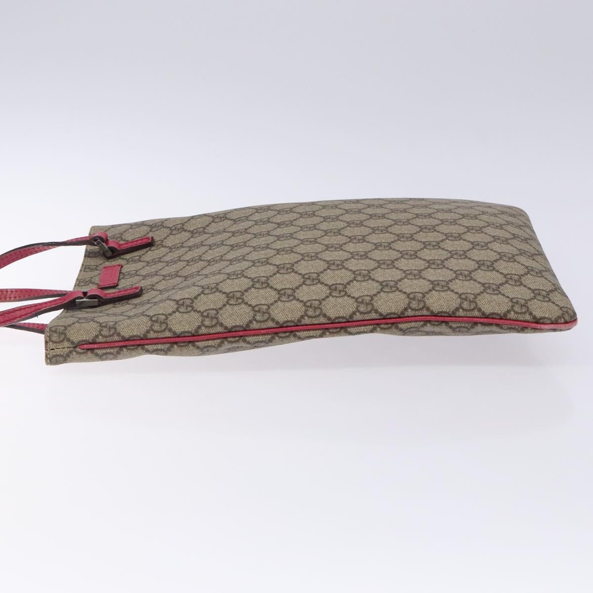 GUCCI GG Supreme Hand Bag PVC Beige Silver 117551 Auth 132297
