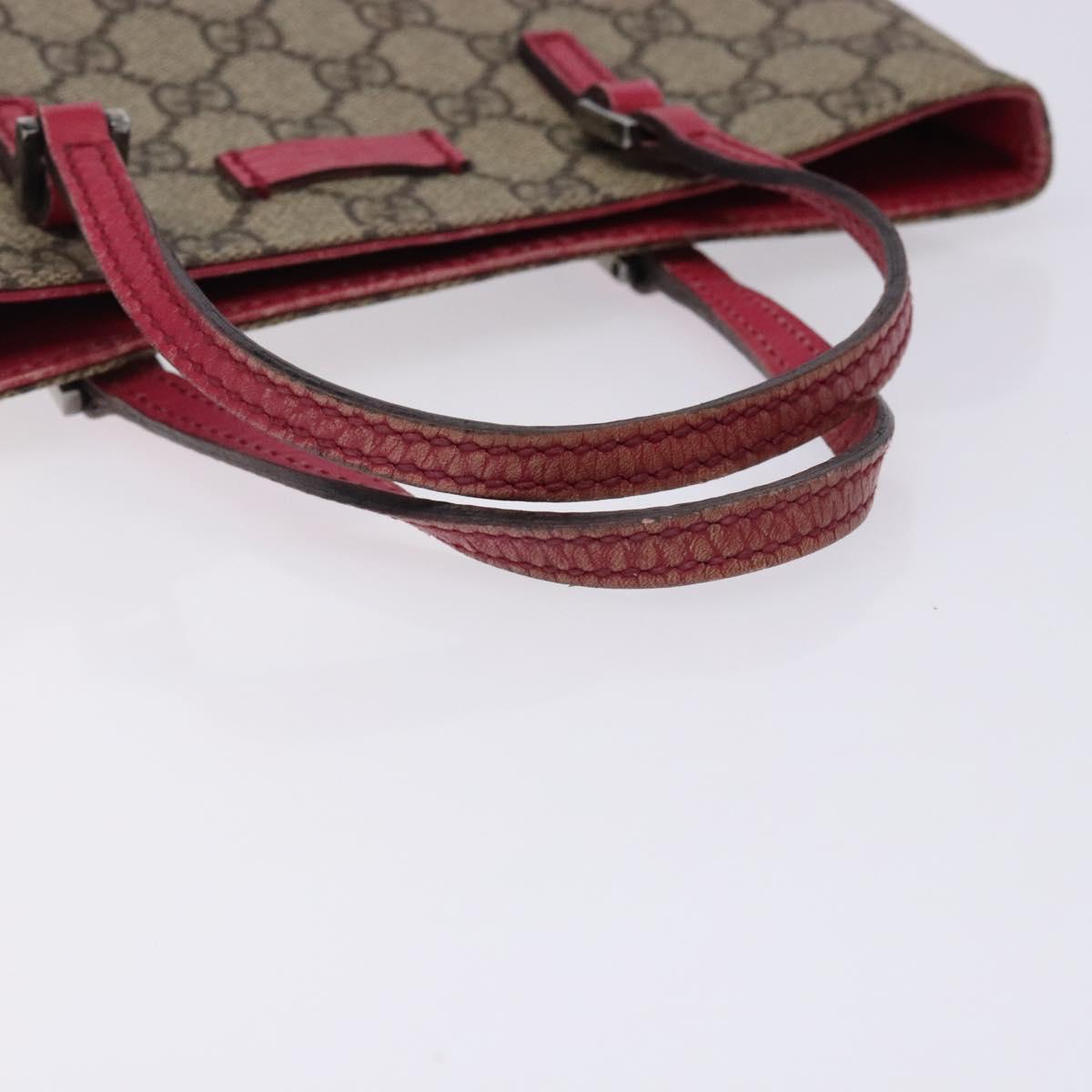 GUCCI GG Supreme Hand Bag PVC Beige Silver 117551 Auth 132297