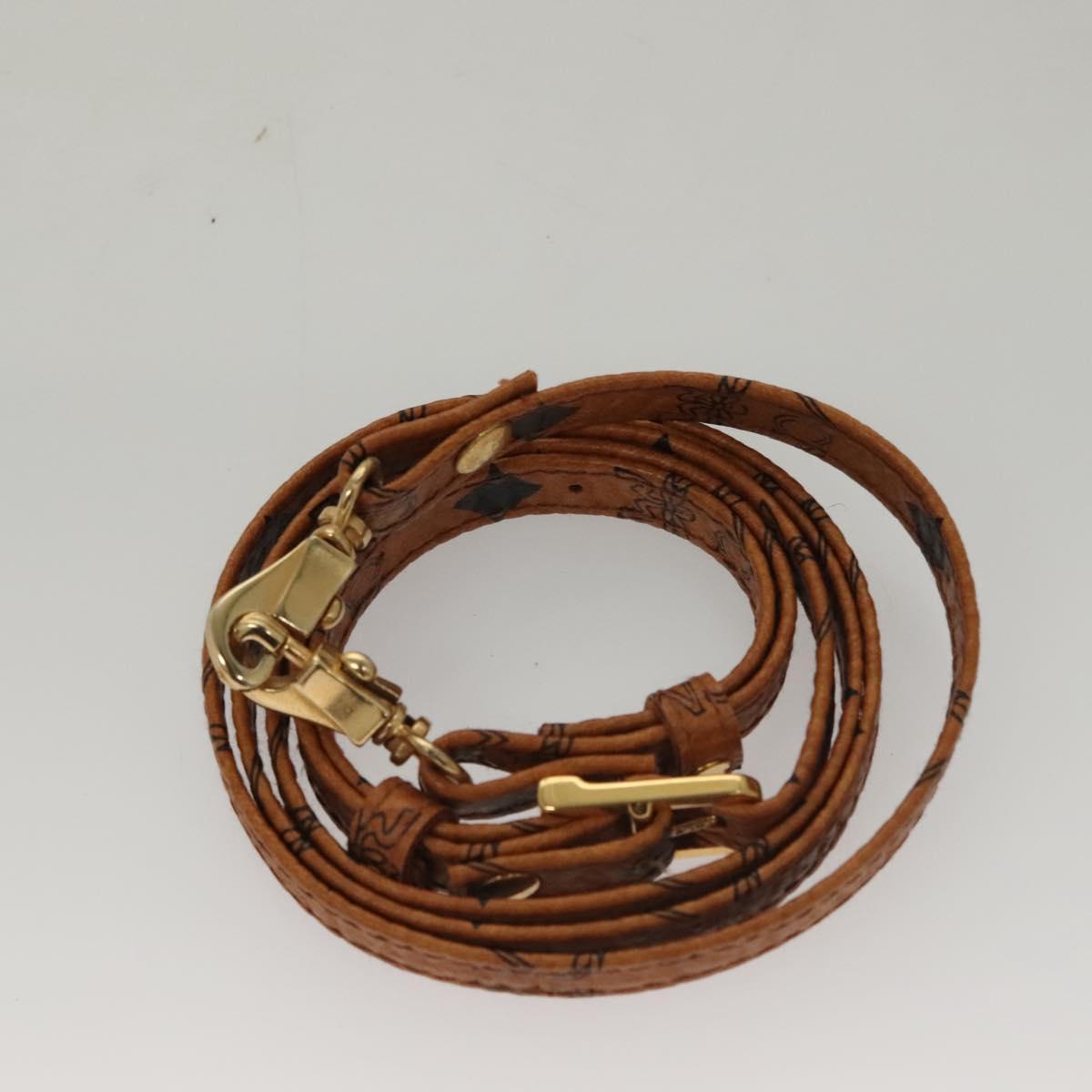 MCM Logogram Vicetos Mini Boston Bag PVC Leather 2way Brown Gold Auth 132305