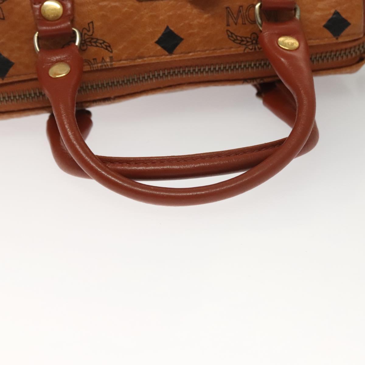 MCM Logogram Vicetos Mini Boston Bag PVC Leather 2way Brown Gold Auth 132305