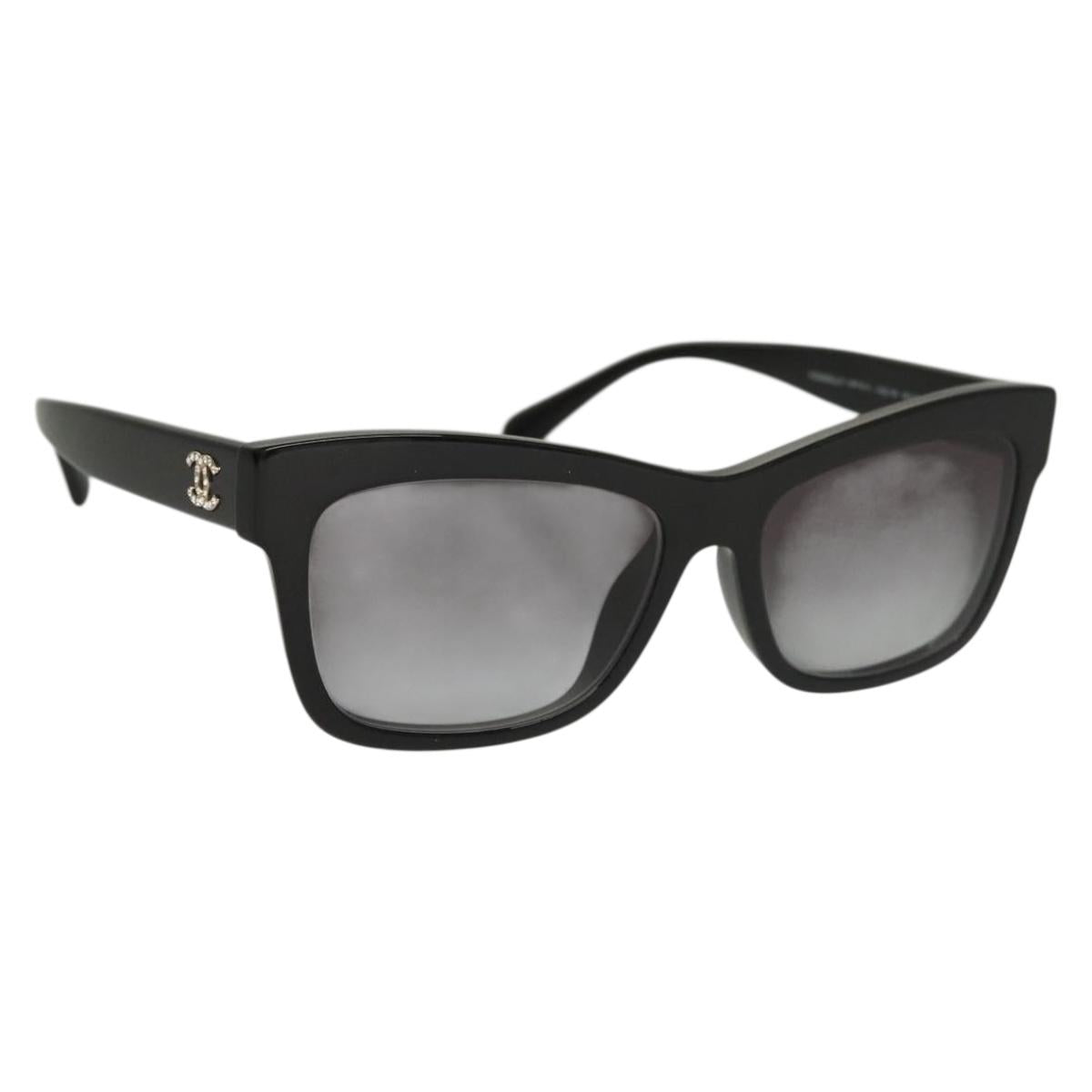 CHANEL COCO Mark Sunglasses plastic Black CC Auth 132347V