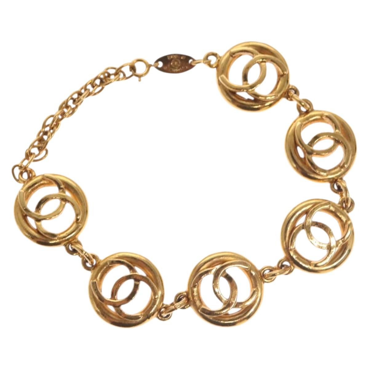 CHANEL COCO Mark Bracelet metal Gold CC Auth 132366V
