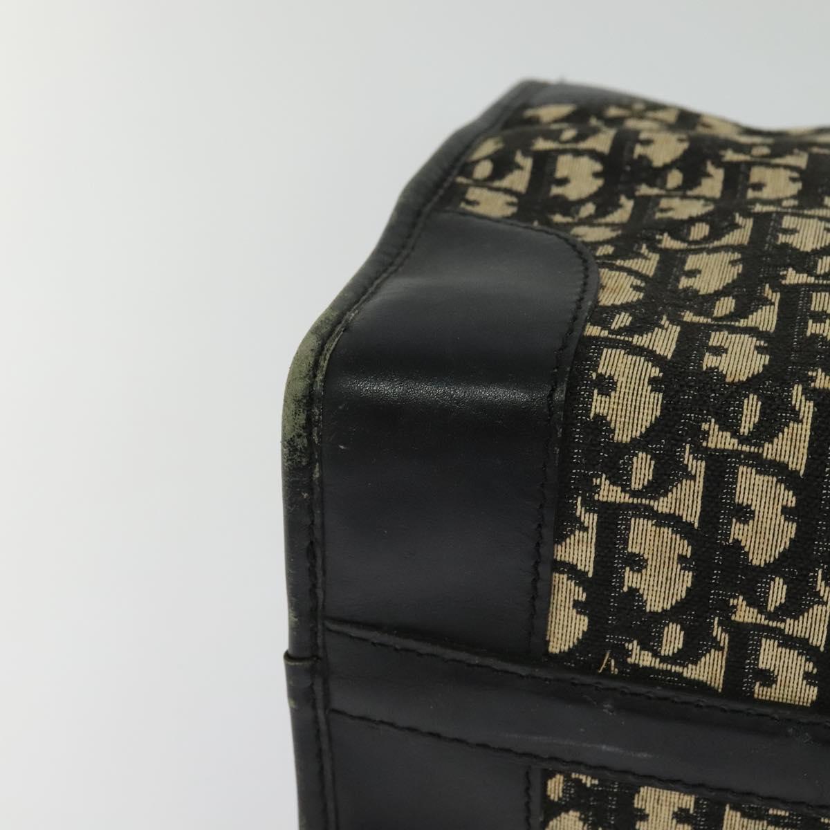 Christian Dior Trotter Canvas Hand Bag Navy Gold Auth 132382