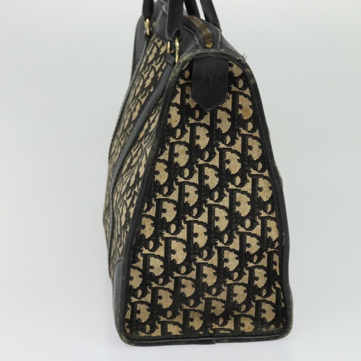 Christian Dior Trotter Canvas Hand Bag Navy Gold Auth 132382