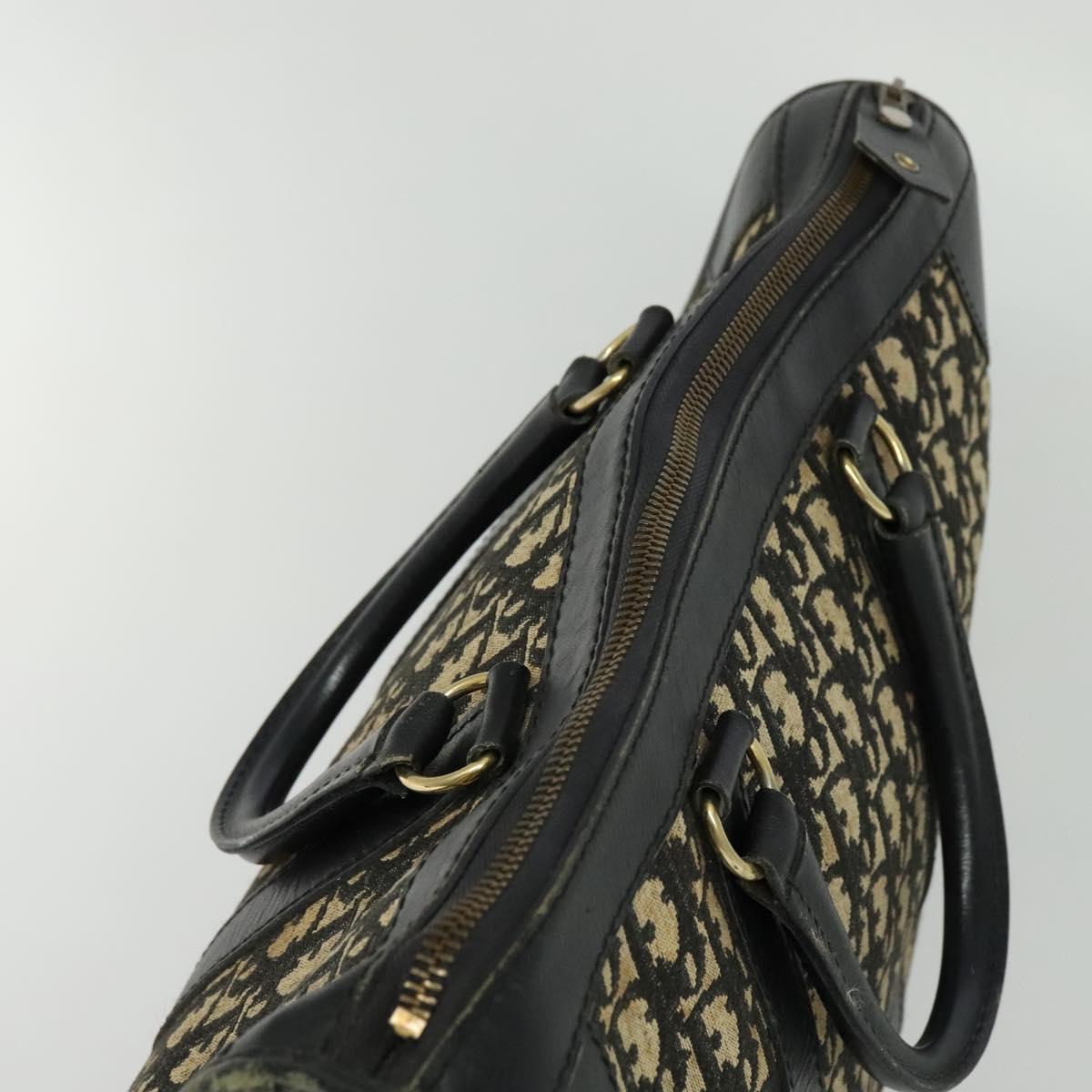 Christian Dior Trotter Canvas Hand Bag Navy Gold Auth 132382