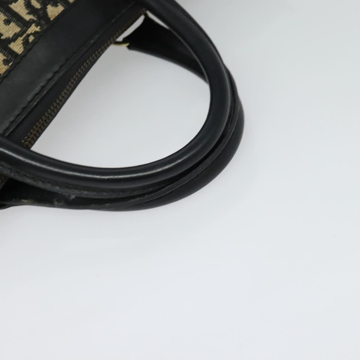 Christian Dior Trotter Canvas Hand Bag Navy Gold Auth 132382