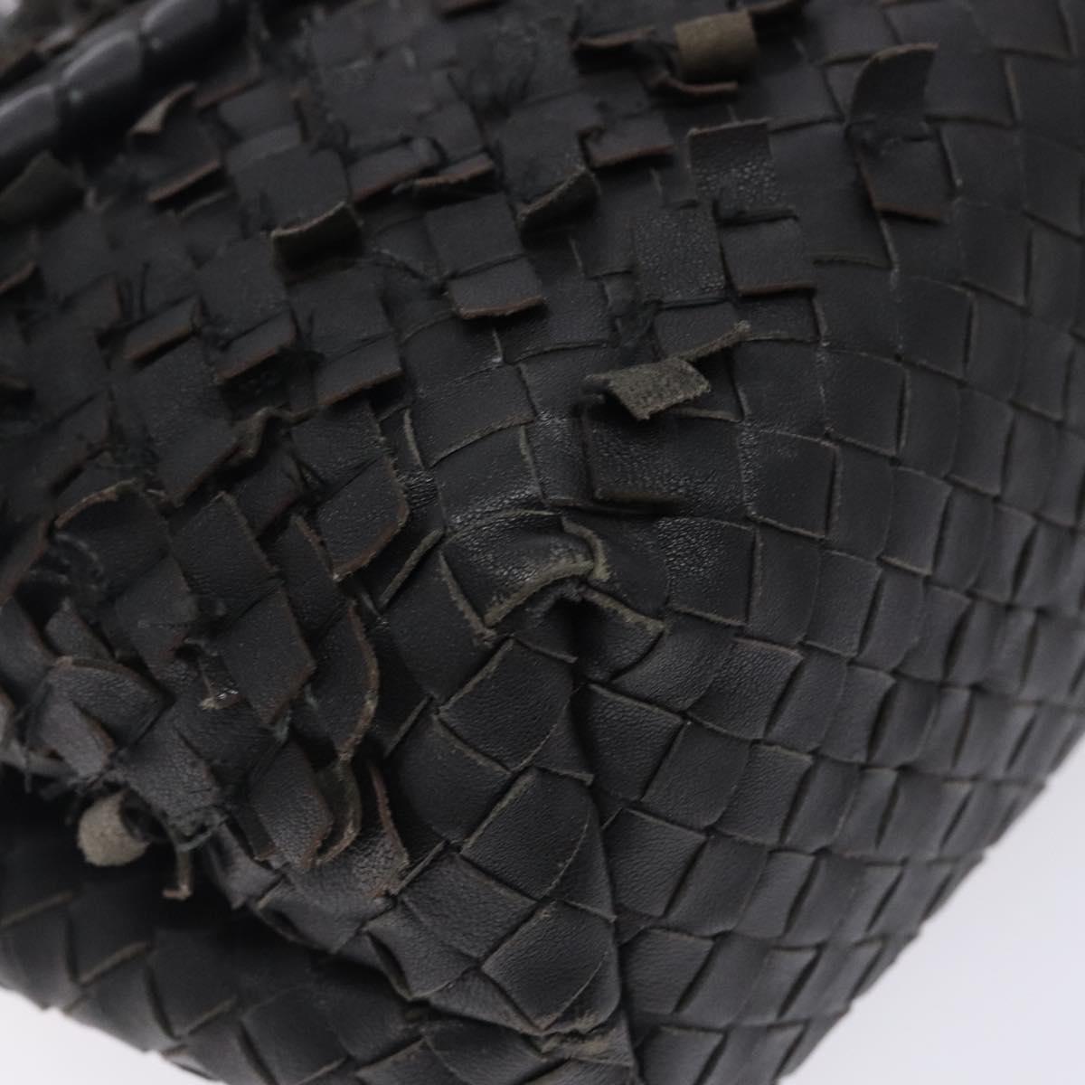 BOTTEGA VENETA INTRECCIATO Shoulder Bag Leather Black Auth 132398