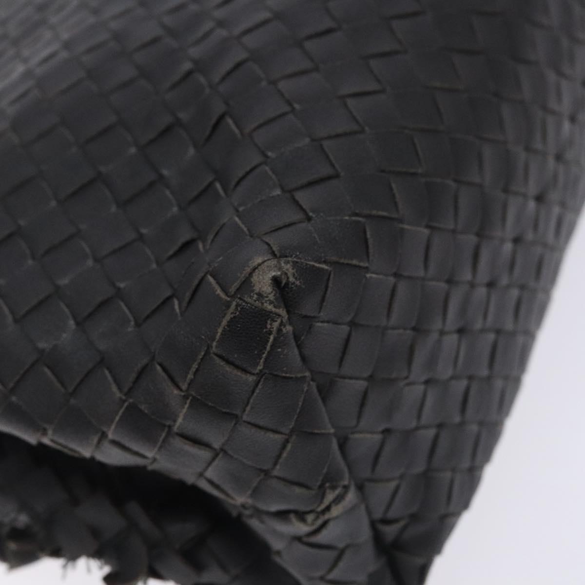 BOTTEGA VENETA INTRECCIATO Shoulder Bag Leather Black Auth 132398