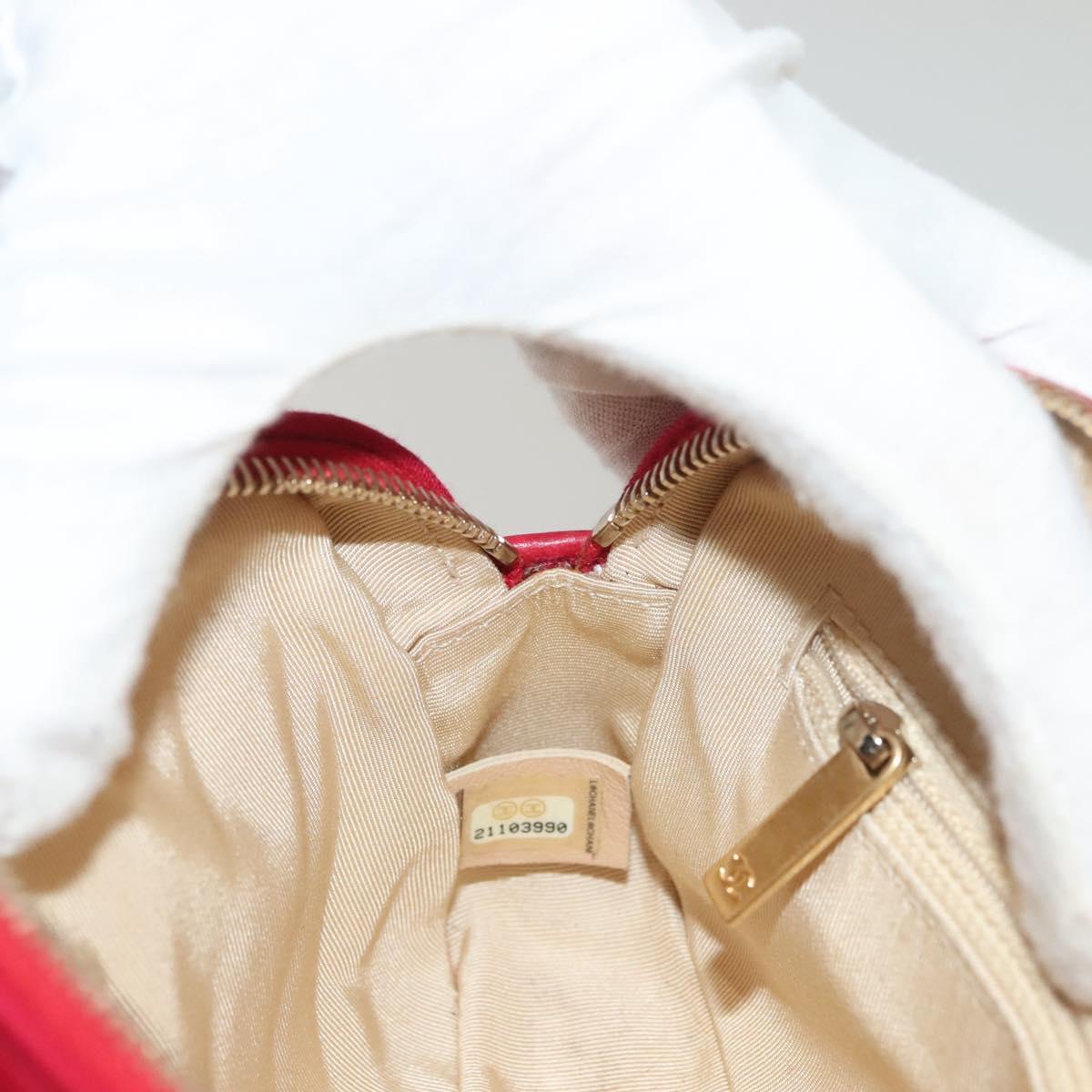 CHANEL Chain V Stitch Shoulder Bag Cotton Red Gold CC Auth 132418M