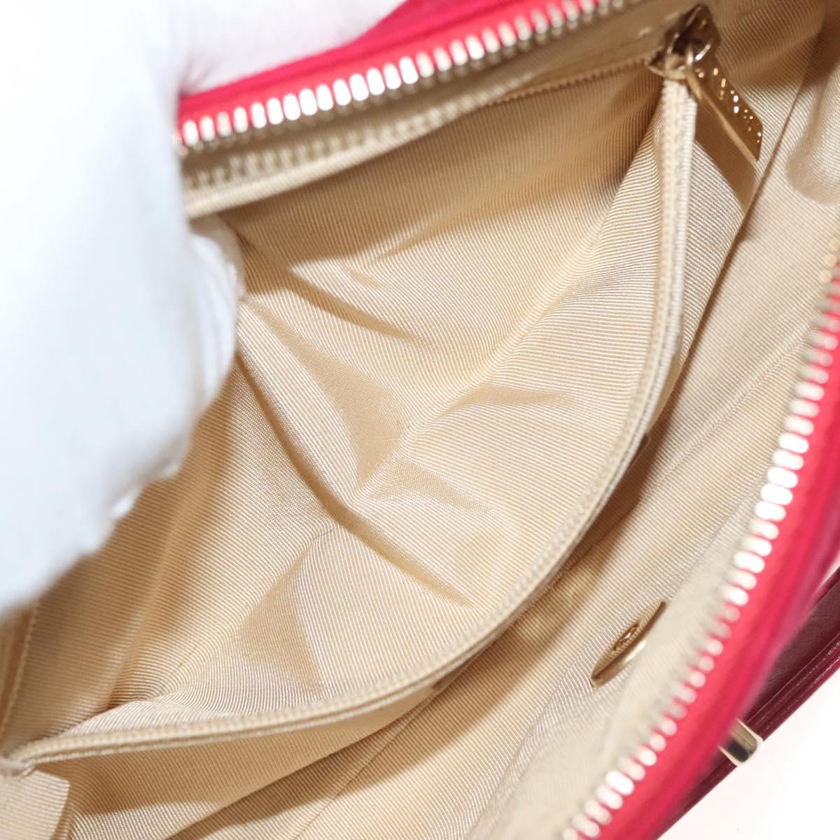 CHANEL Chain V Stitch Shoulder Bag Cotton Red Gold CC Auth 132418M