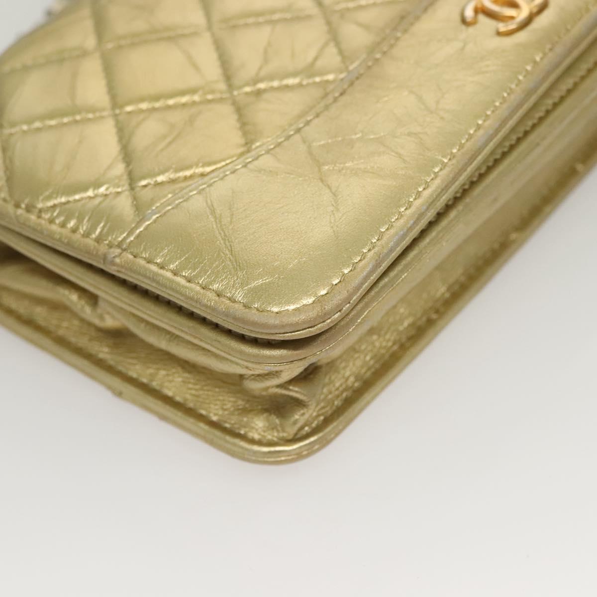 CHANEL Matelasse Chain Shoulder Bag Leather Gold CC Auth 132419