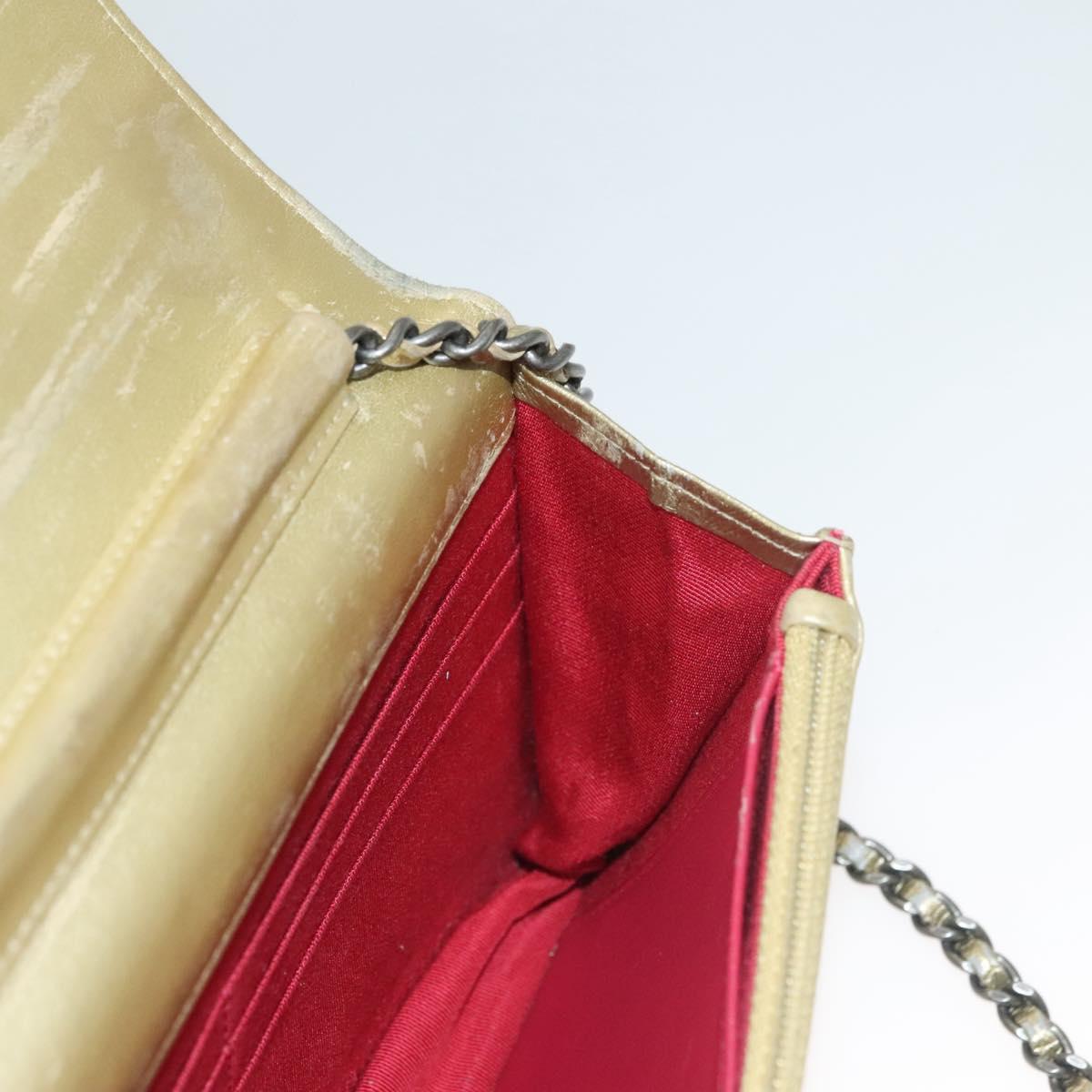 CHANEL Matelasse Chain Shoulder Bag Leather Gold CC Auth 132419