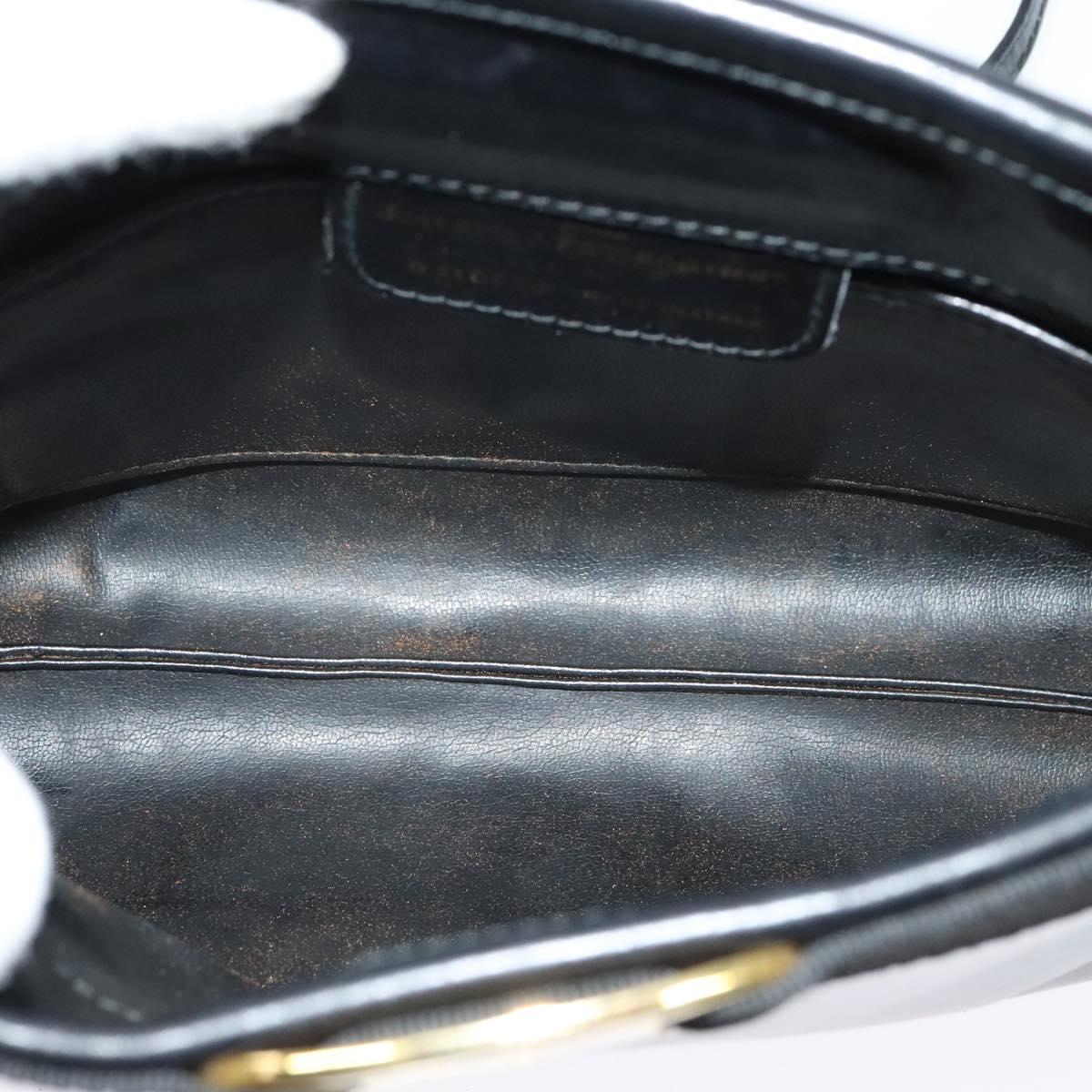 Salvatore Ferragamo Vala Shoulder Bag Leather Black Silver Auth 132421