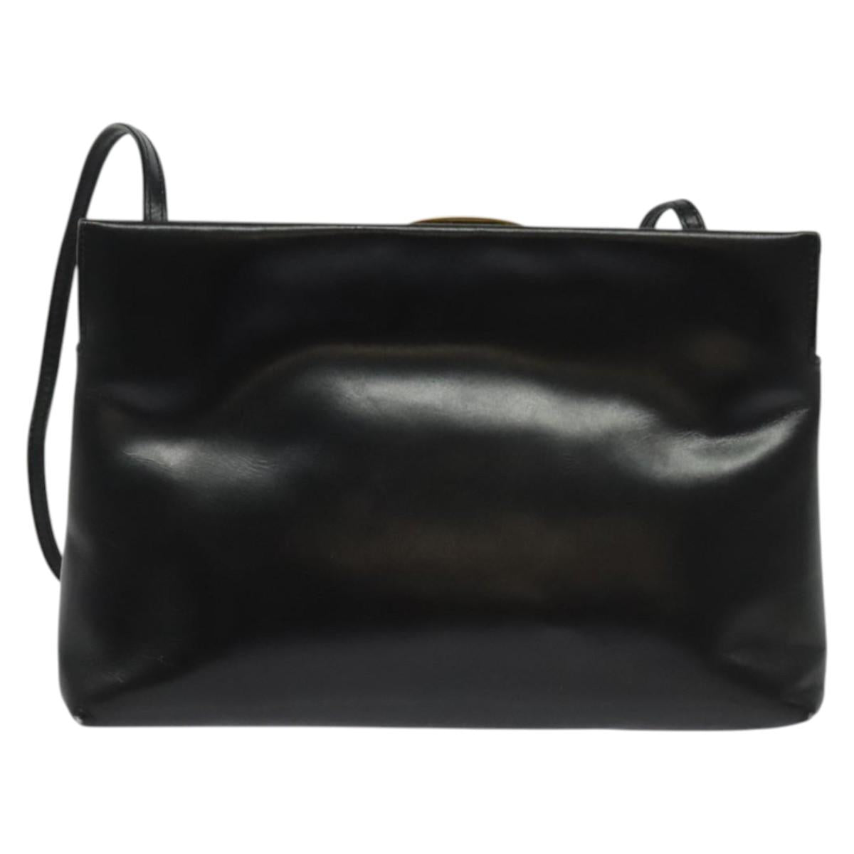 Salvatore Ferragamo Vala Shoulder Bag Leather Black Silver Auth 132421