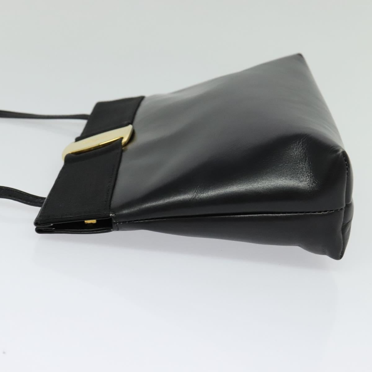 Salvatore Ferragamo Vala Shoulder Bag Leather Black Silver Auth 132421