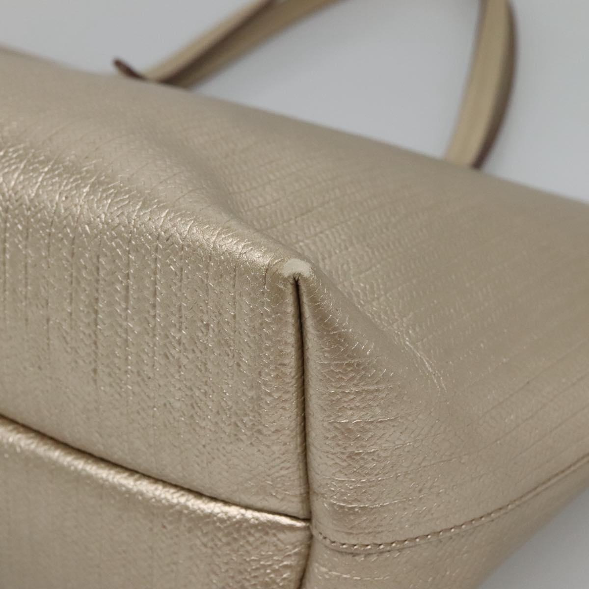 Salvatore Ferragamo Gancini Tote Bag Leather Gold Auth 132423