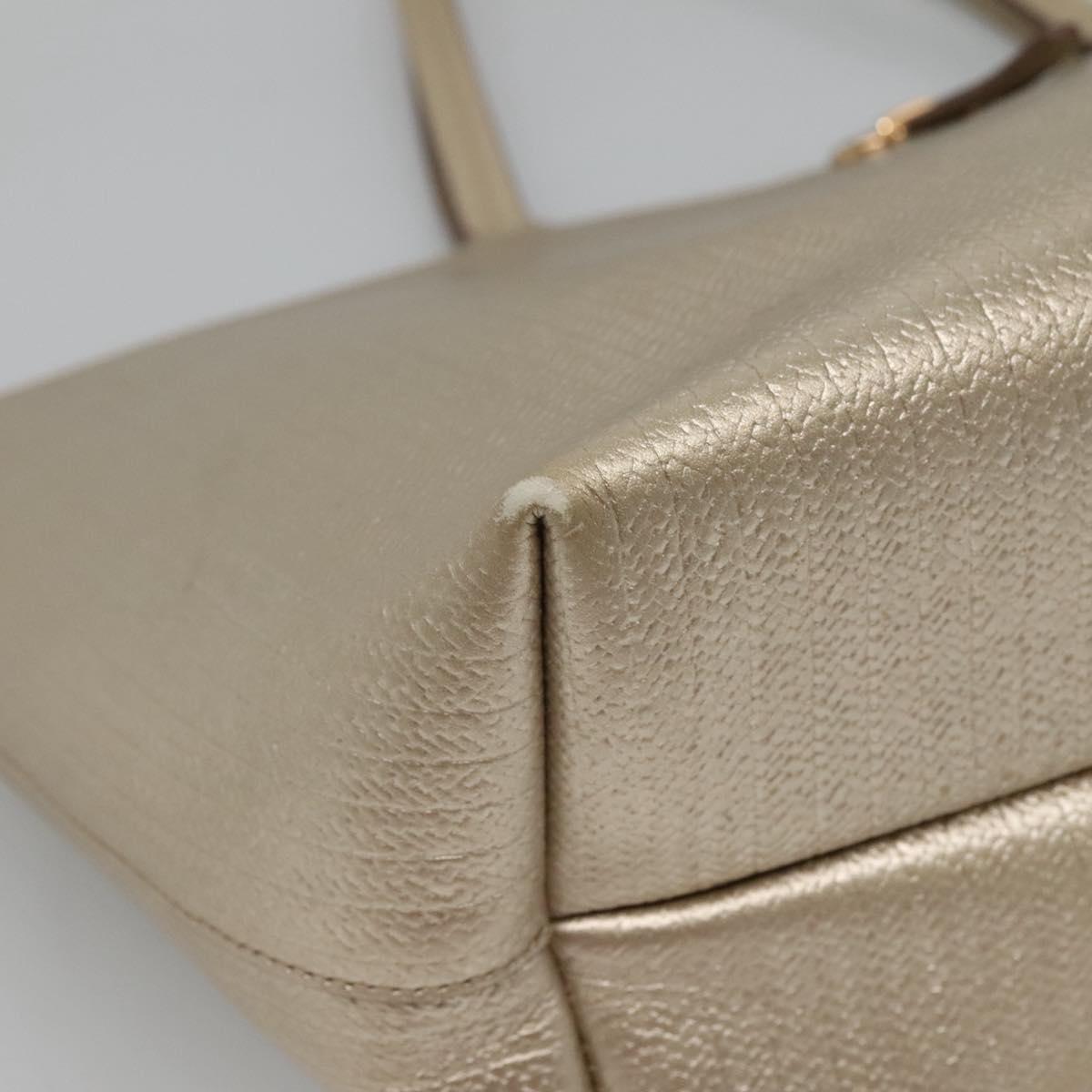 Salvatore Ferragamo Gancini Tote Bag Leather Gold Auth 132423